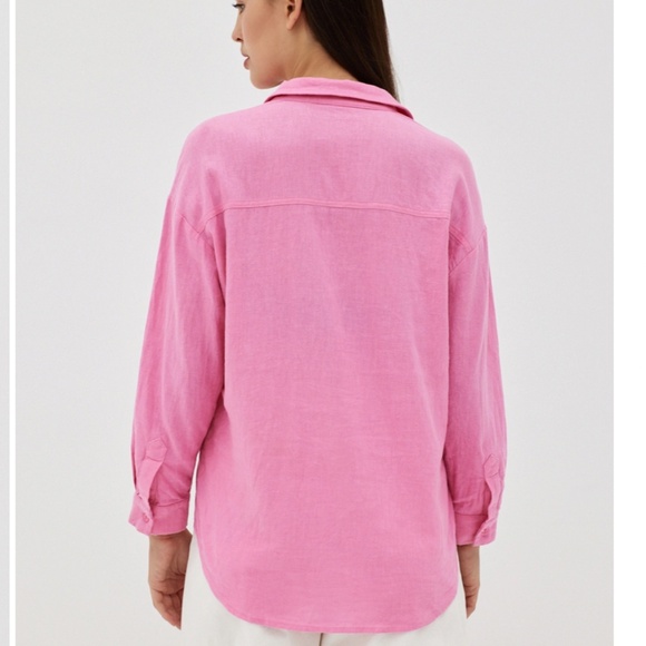 Pink Linen Oversized Super Comfy Shirt NWT - Picture 6 of 6